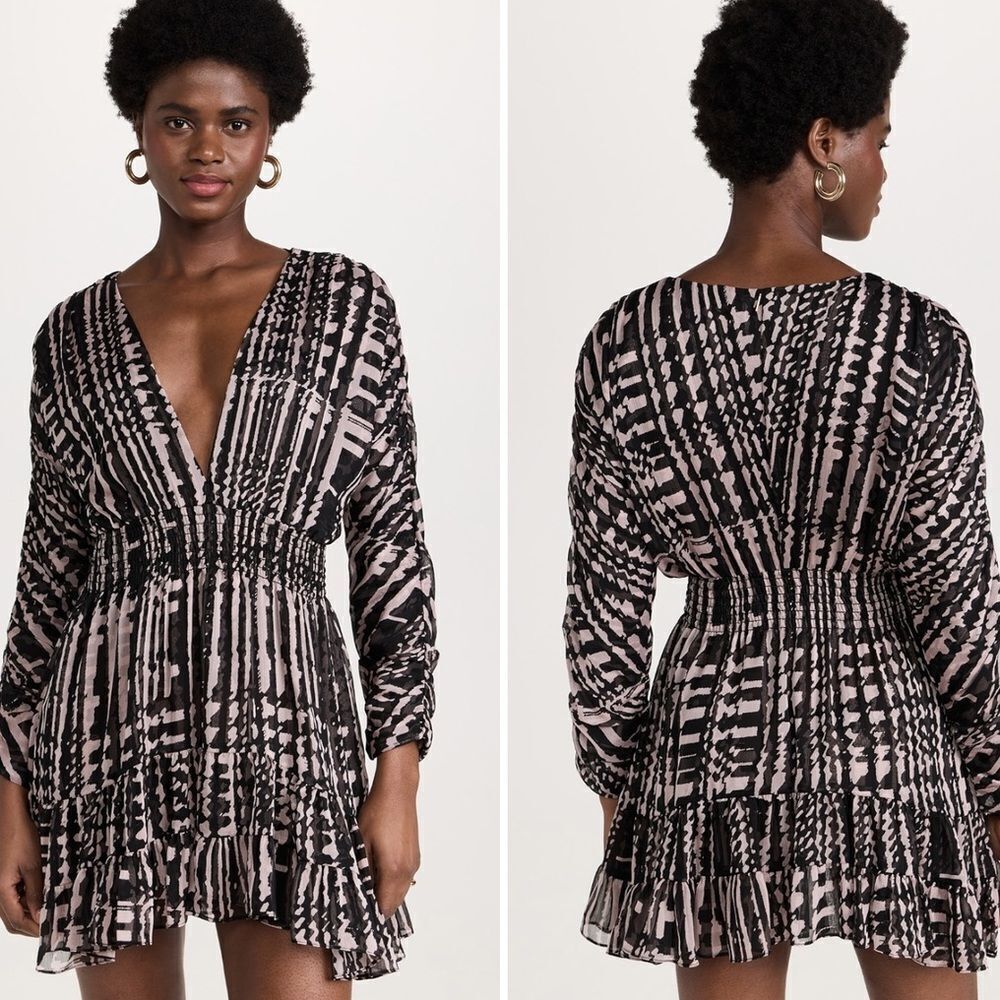 NWT Misa Los Angeles Chiara Chiffon mini dress size xs with smocked waist